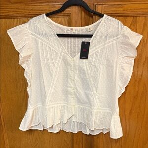 Levi's Cream Ruffle Sleeve Blouse